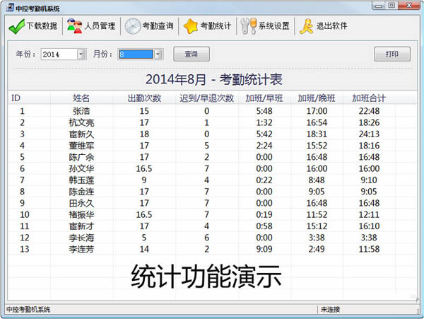 中控考勤机系统 V1.0 绿色版