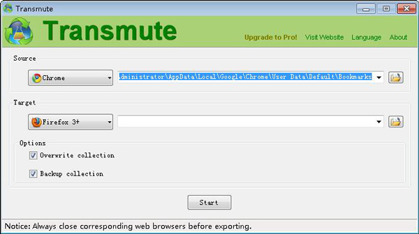 Transmute(书签导入工具) V2.70 英文版