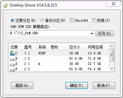 OneKey Ghost(一键还原) V14.5.8 绿色版