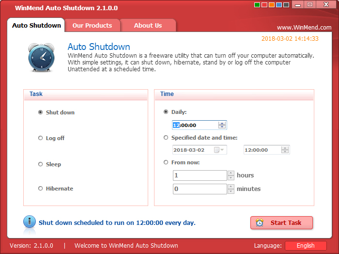 WinMend Auto Shutdown(定时关机软件) V2.1.0.0