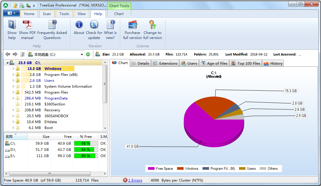 TreeSize Personal(电脑磁盘清理) V6.3.0.1159 多国语言版