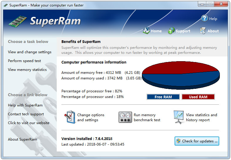 SuperRam(内存工具) V7.6.4.2018 英文绿色版