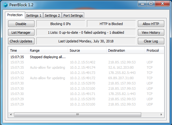 PeerBlock（IP屏蔽软件）V1.2 官方版