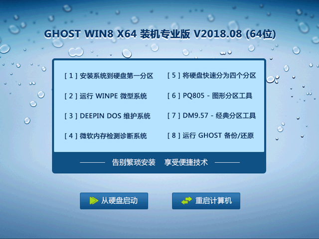 GHOST WIN8 X64 装机专业版 V2018.08 (64位)